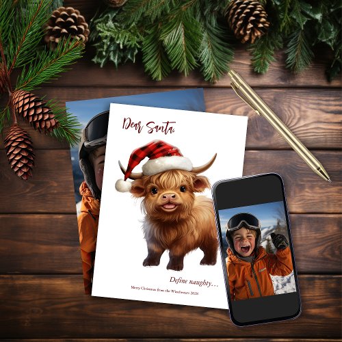 Playful Highland Cow Personalized Christmas Card