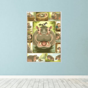 Playful Hippo & Bird Art Print – 13 Illustrated 