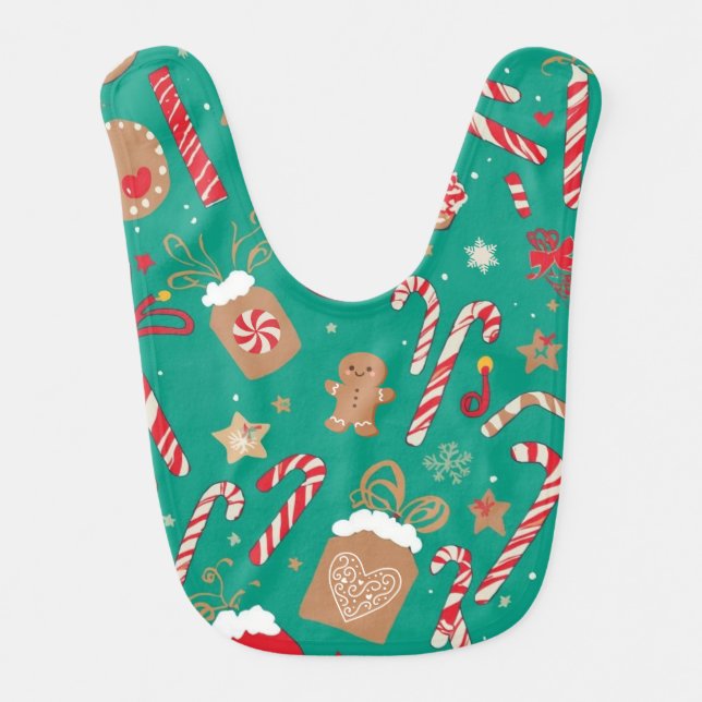 Playful Holiday Treats Baby Bib – Gingerbread (Front)