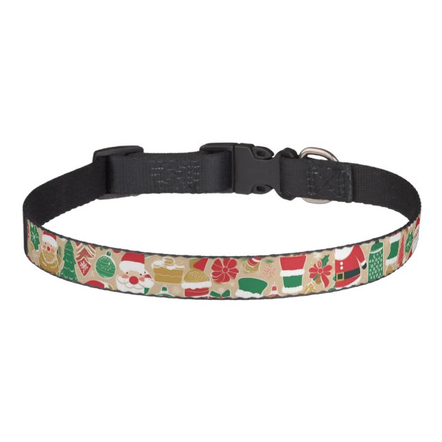 Playful Holiday Treats Cat Collar – Santas, Cookie (Front)