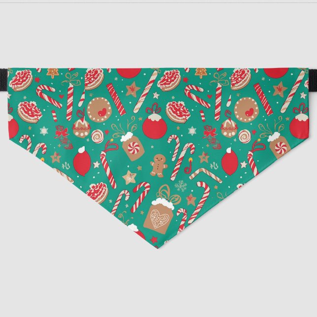 Playful Holiday Treats Dog Bandana – Gingerbread Pet Bandana Collar (Front)