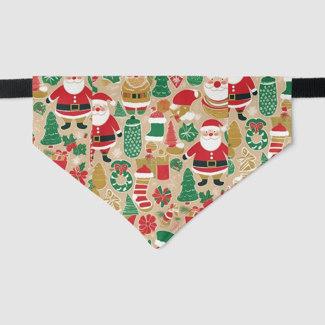 Playful Holiday Treats Dog Bandana – Hand-Drawn Pet Bandana Collar (Front)