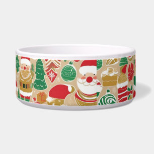 Playful Holiday Treats Dog Bowl – Hand-Drawn Santa