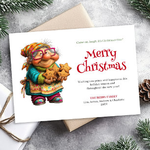 Playful Holiday Woman Editable Printable Greeting Card