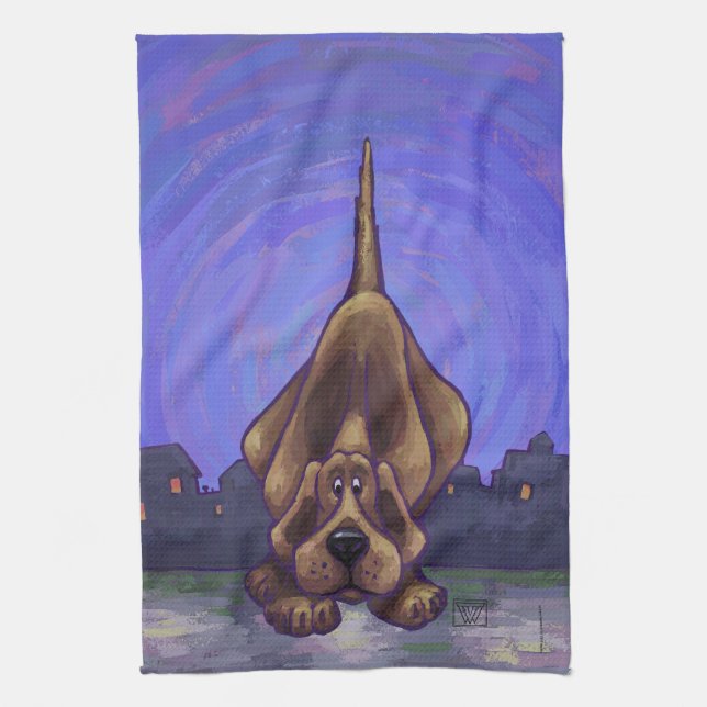 Playful Hound Dog Gifts & Accessories Kitchen Towel (Vertical)
