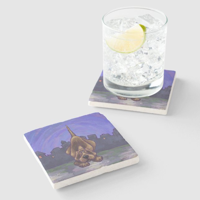 Playful Hound Dog Gifts & Accessories Stone Coaster (Side)