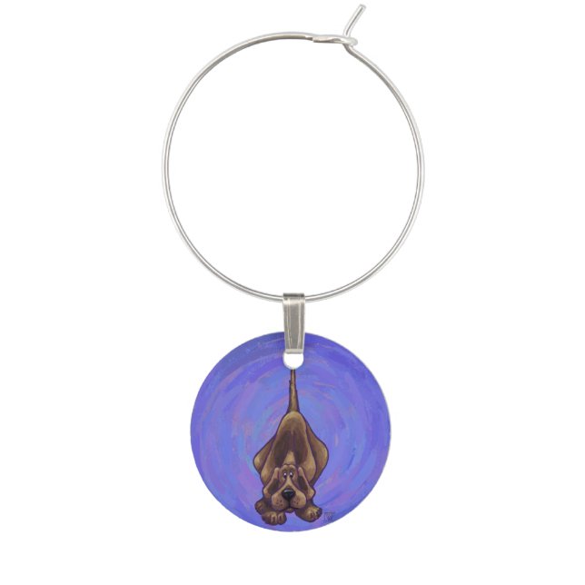 Playful Hound Dog Gifts & Accessories Wine Glass Charm (Front)