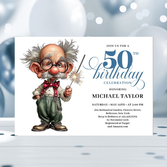 Playful Humor For Him 50th Birthday Party Invite (Playful Humor For Him 50th Birthday Party Invite)
