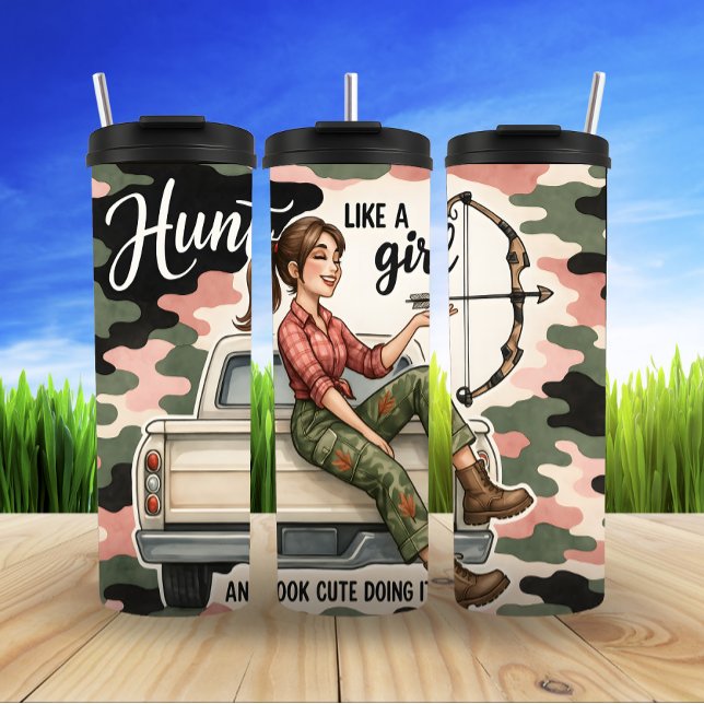 Playful Huntress, Cute Camo Style Thermal Tumbler (Creator Uploaded)