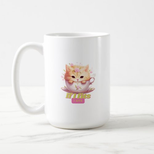 Playful If I Fits I Sits Cat Coffee Mug