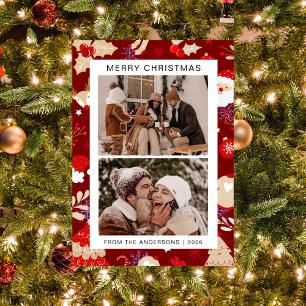 Playful Illustration Border 2 Photo Christmas Holiday Card