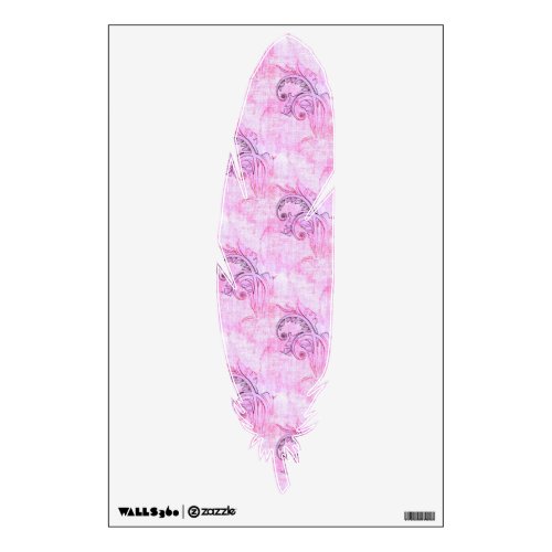 Playful Illustration  Feather in Pale Pink Wall Decal