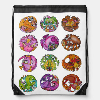 Playful Imaginary Creatures Drawstring Bag