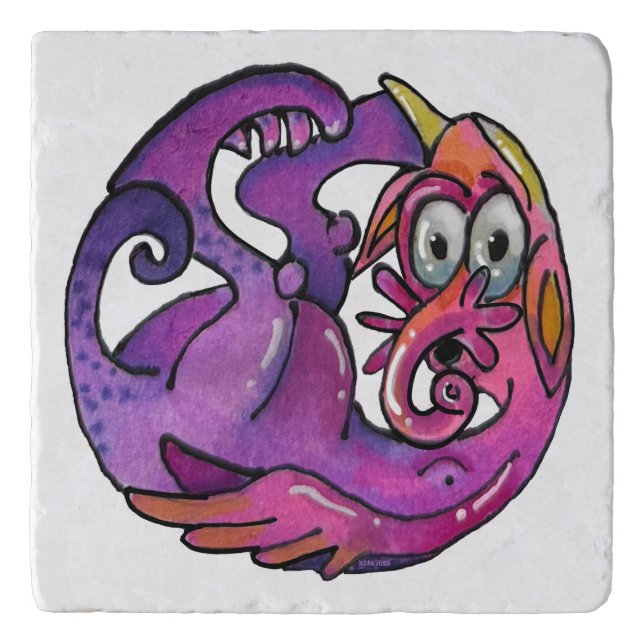 Playful imaginary Creatures & Monsters Trivet (Front)