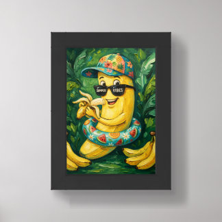 Playful Impasto Banana Summer Vibes Tropical Fruit Framed Art