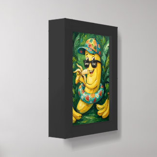 Playful Impasto Banana Summer Vibes Tropical Fruit Framed Art