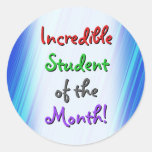 [ Thumbnail: Playful "Incredible Student of The Month!" Round Sticker ]