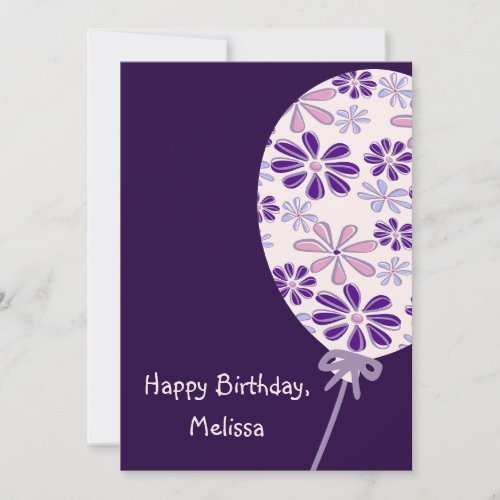 Playful Indigo Pink Balloon Happy Birthday Card