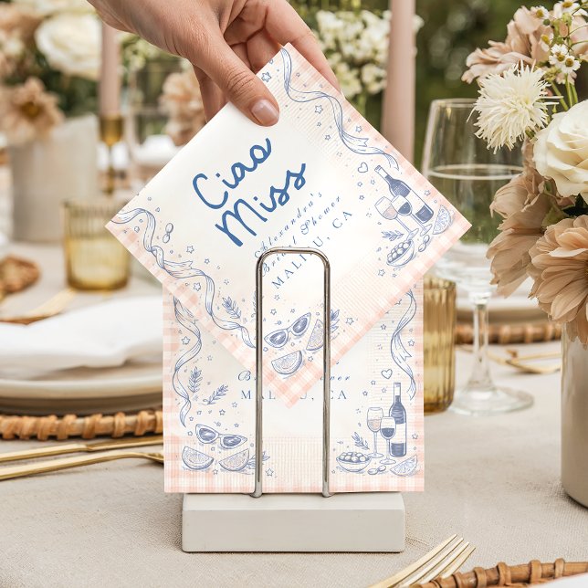 Playful Italian Ciao Miss Bridal Shower Napkins (Creator Uploaded)