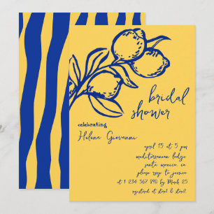 Playful Italian Handwritten Lemon Bridal Shower Invitation