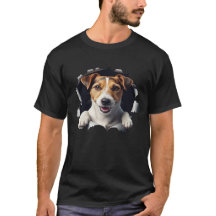 Playful Jack Russell Terrier Ripped Paper Effect T