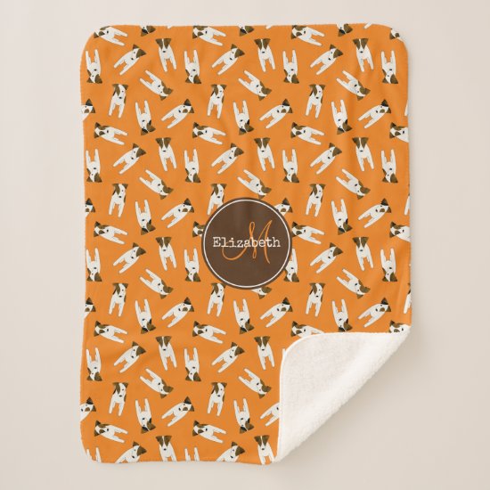Playful Jack Russells pattern orange or ANY color Sherpa Blanket
