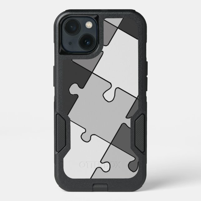 Playful Jigsaw Puzzle Gray Otterbox iPhone Case (Back)