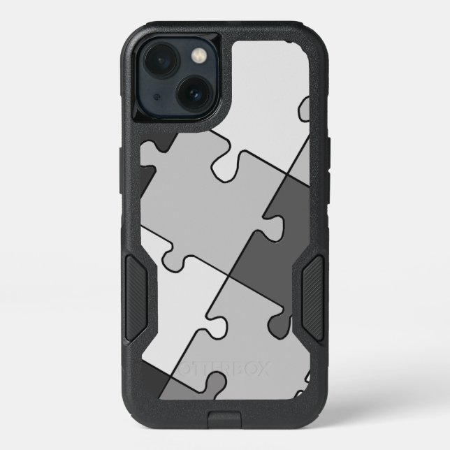 Playful Jigsaw Puzzle Gray Otterbox iPhone Case (Back)