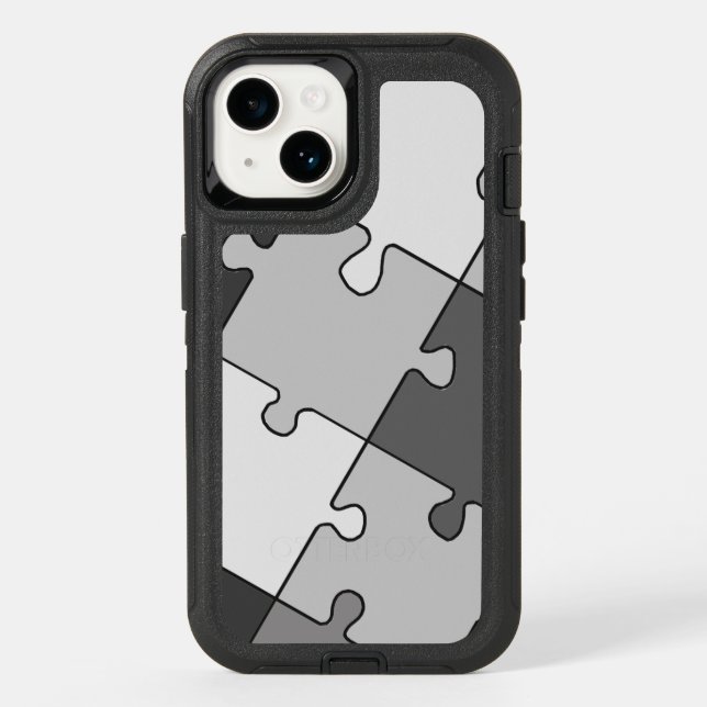 Playful Jigsaw Puzzle Gray Otterbox iPhone Case (Back)