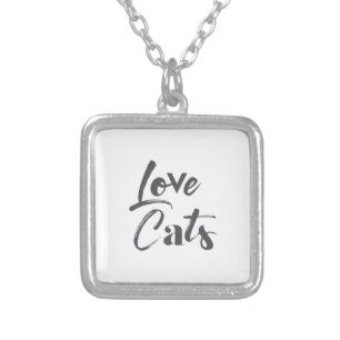 Playful, joyful, modern, cute design of Love Cats Silver Plated Necklace
