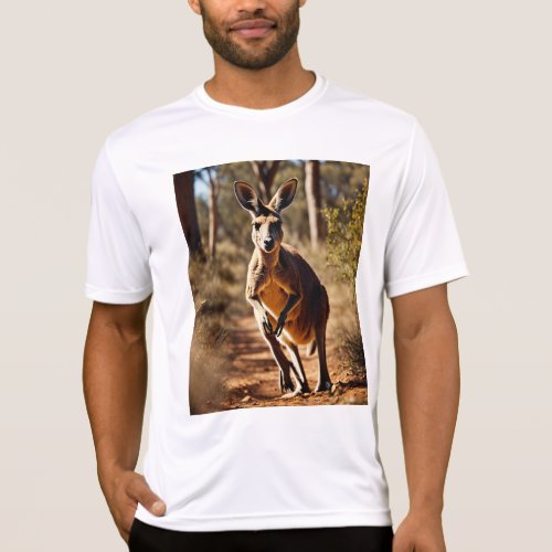 Playful Kangaroo Jumping Over a Log T_Shirt