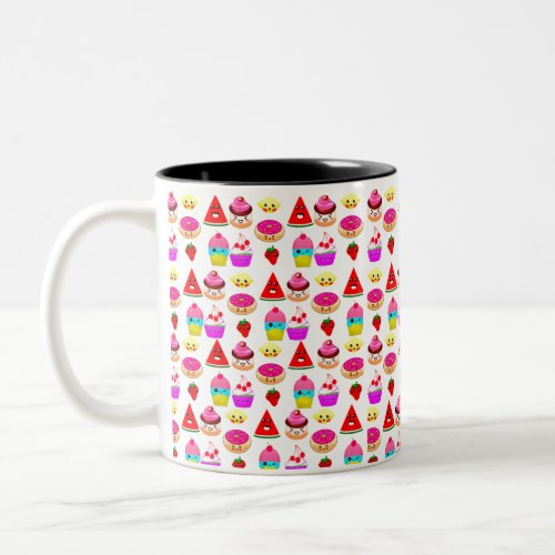 Playful kawaii design Two-Tone coffee mug