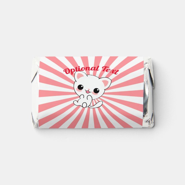 Playful Kawaii White Kitten  Hershey's Miniatures (Front)
