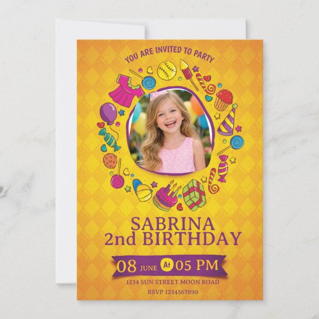Playful Kids Birthday Invitation – Doodle Party (Front)