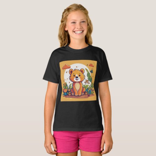 Playful Kids Cartoon Animal T_Shirt