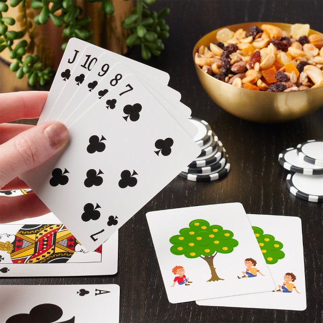 Playful Kids Sitting Under an Apple Tree Poker Cards (Creator Uploaded)