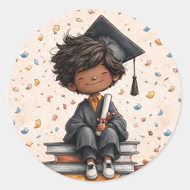 Playful Kindergarten Graduate Classic Round Sticker (Front)
