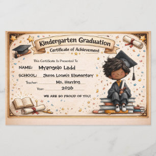 Playful Kindergarten Graduation Certificate 