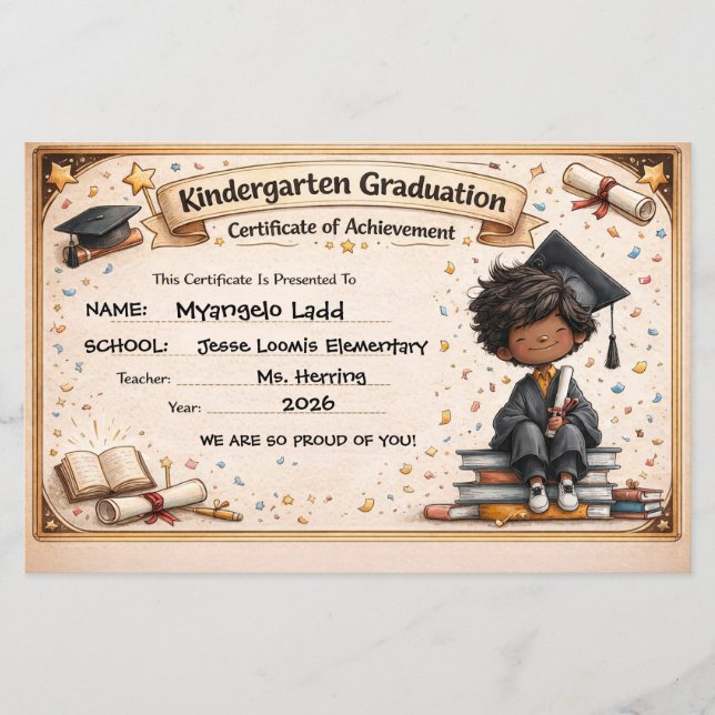 Playful Kindergarten Graduation Certificate  (Front)