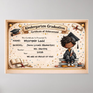 Playful Kindergarten Graduation Certificate Poster