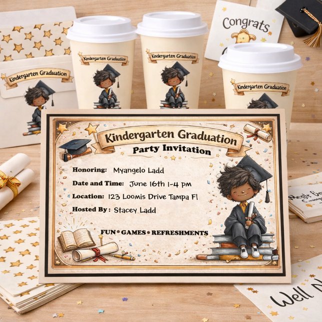 Playful Kindergarten Graduation Party Invitation (Creator Uploaded)