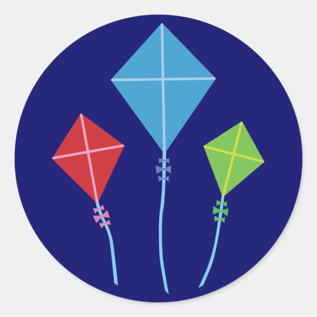 Playful Kites Classic Round Sticker (Front)