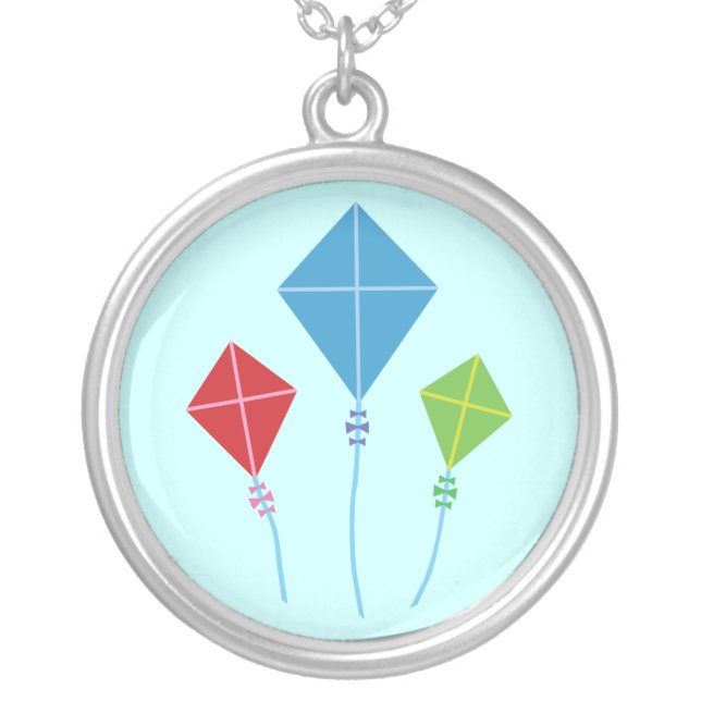 Playful Kites Silver Plated Necklace (Front)