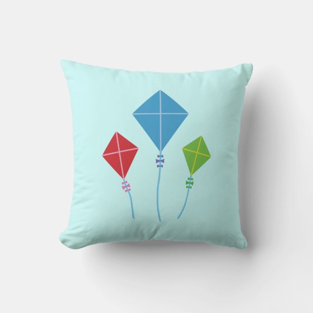 Playful Kites Throw Pillow (Front)