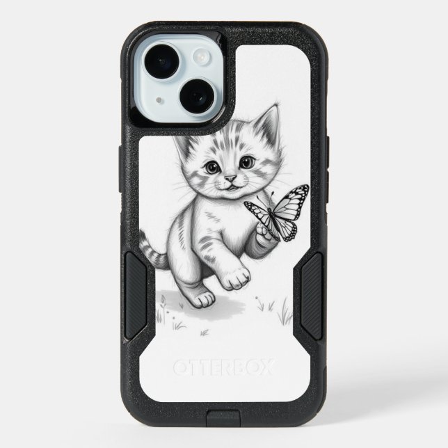 Playful Kitten & Butterfly Phone Case (Back)
