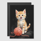 Playful Kitten Cat with Yarn Watercolor Print (Front/Back)