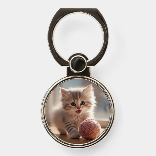 Playful Kitten Cutie Phone Ring Stand (Front)