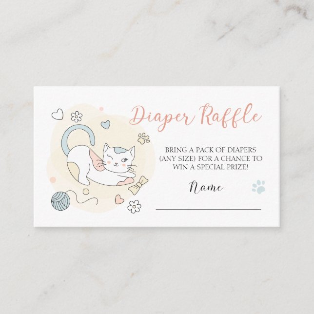 Playful kitten Diaper Raffle Tickets Enclosure Card (Front)