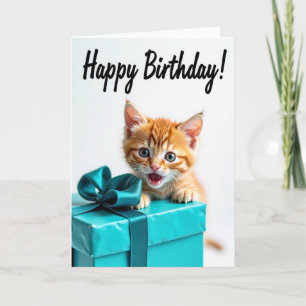 Playful Kitten Gift Box Birthday Card