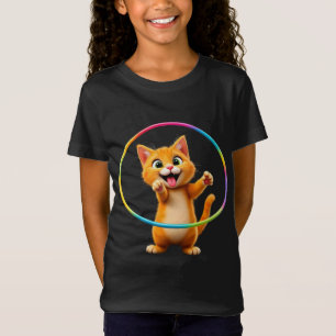 Playful Kitten Rainbow Hula Hoop Fun Cat Lovers T-Shirt